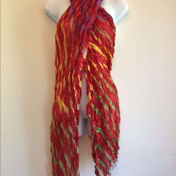New Red Beach Striped Scarf Wrap Pareo - Picture 8 of 13